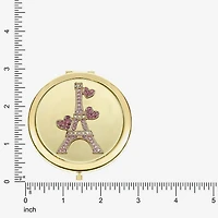 Monet Jewelry Gold Tone Pink Eiffel Tower Gold Tone Heart Compact Mirror