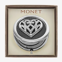 Monet Jewelry Silver Tone Filigree Silver Tone Heart Compact Mirror