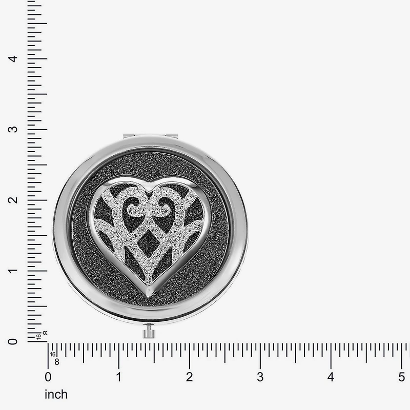 Monet Jewelry Silver Tone Filigree Silver Tone Heart Compact Mirror
