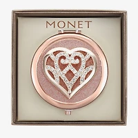Monet Jewelry Rose Tone Filigree Rose Tone Heart Compact Mirror