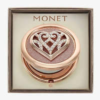 Monet Jewelry Rose Tone Filigree Rose Tone Heart Compact Mirror