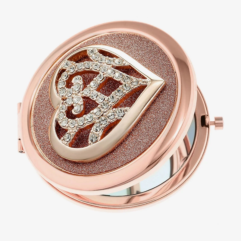 Monet Jewelry Rose Tone Filigree Rose Tone Heart Compact Mirror