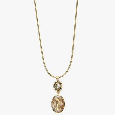 Monet Jewelry Double Drop Womens Glass Oval 17 Inch Pendant Necklace
