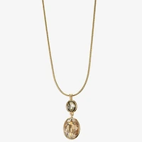 Monet Jewelry Double Drop Womens Glass Oval 17 Inch Pendant Necklace