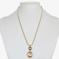 Monet Jewelry Double Drop Womens Glass Oval 17 Inch Pendant Necklace
