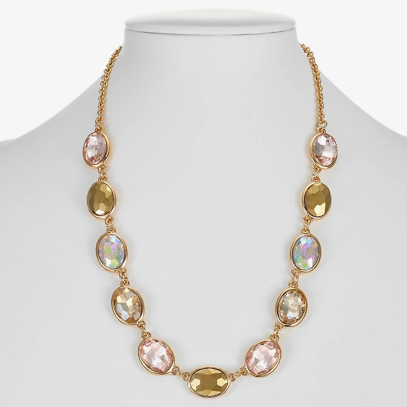 Monet Jewelry Frontal Womens Gray 17 Inch Collar Necklace