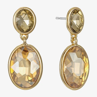 Monet Jewelry Double Womens Brown Glass Oval Hypoallergenic Drop Earrings