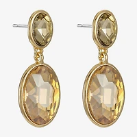 Monet Jewelry Double Womens Brown Glass Oval Hypoallergenic Drop Earrings
