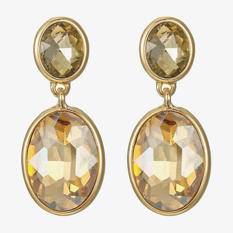 Monet Jewelry Double Womens Brown Glass Oval Hypoallergenic Drop Earrings