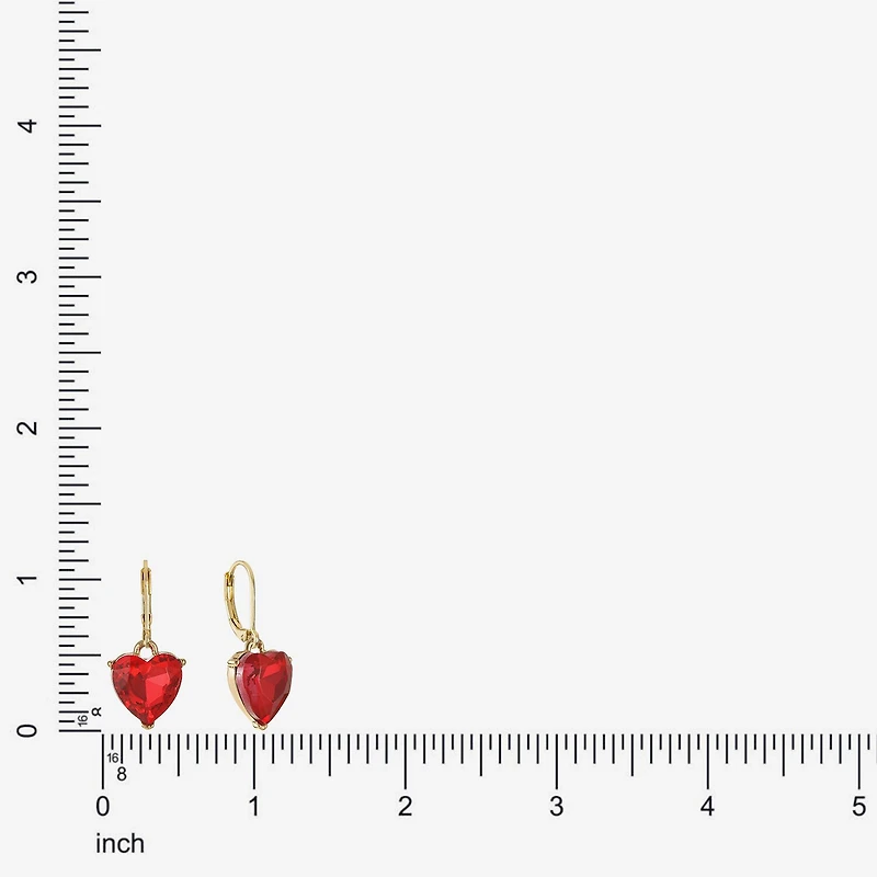 Monet Jewelry Womens Red Glass Heart Drop Earrings