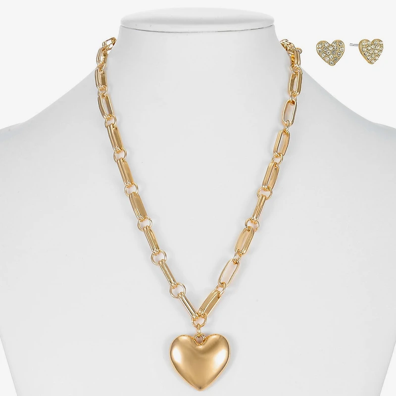 Liz Claiborne Womens Glass Heart Hypoallergenic 2-pc. Jewelry Set