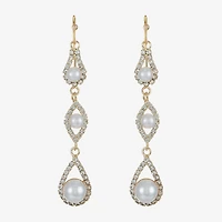 Monet Jewelry Timeless Womens Glass Simulated Pearl Drop Earrings