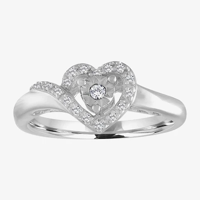 Promise My Love Heart Lab Grown Diamond (Si2-I1/G-H) Womens 1/10 CT. T.W. White Sterling Silver Ring