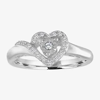 Promise My Love Heart Lab Grown Diamond (Si2-I1/G-H) Womens 1/10 CT. T.W. White Sterling Silver Ring