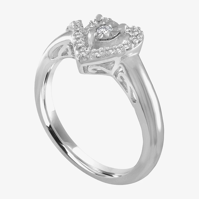 Promise My Love Heart Lab Grown Diamond (Si2-I1/G-H) Womens 1/10 CT. T.W. White Sterling Silver Ring