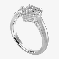 Promise My Love Heart Lab Grown Diamond (Si2-I1/G-H) Womens 1/10 CT. T.W. White Sterling Silver Ring