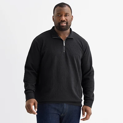 Shaquille O'Neal XLG™ Mens High Neck Long Sleeve Big and Tall Quarter-Zip Pullover