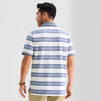 St. John's Bay Essential Striped Oxford Mens Slim Fit Short Sleeve Polo Shirt