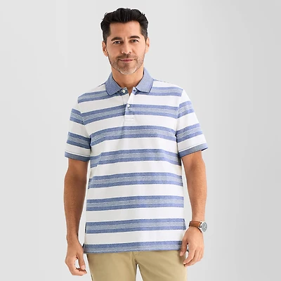 St. John's Bay Essential Striped Oxford Mens Slim Fit Short Sleeve Polo Shirt