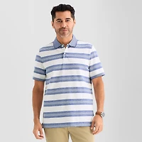St. John's Bay Essential Striped Oxford Mens Slim Fit Short Sleeve Polo Shirt