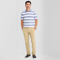 St. John's Bay Essential Striped Oxford Mens Slim Fit Short Sleeve Polo Shirt