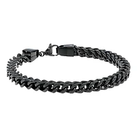 Mens Stainless Steel & Black IP 9" 6mm Foxtail Bracelet