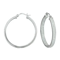 Sterling Silver Crystal In/Out Hoop Earrings