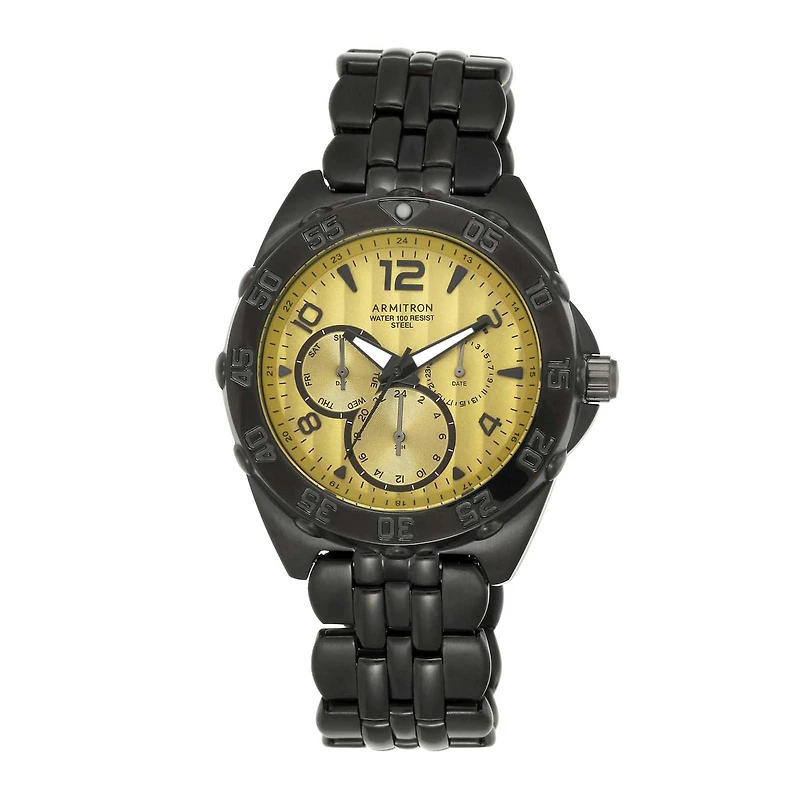 Armitron® All-Sport® Mens Black Stainless Steel Watch 20/4664GDTI