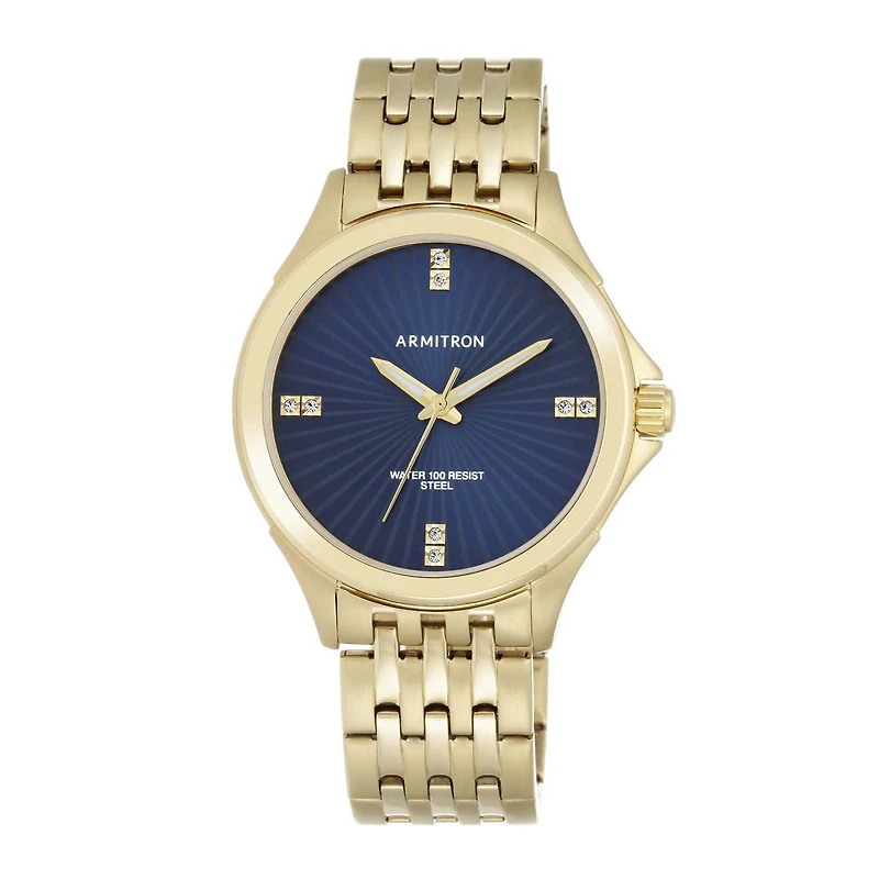 Armitron® All-Sport® Mens Crystal-Accent Gold-Tone Stainless Steel Watch 20/5086BLGP