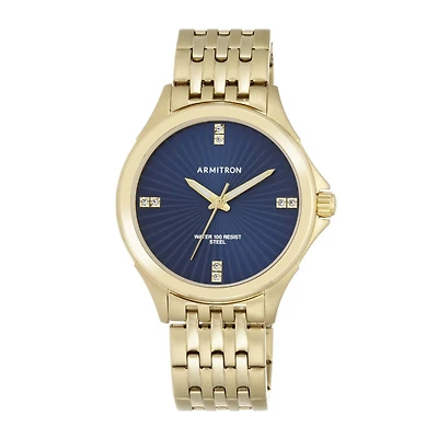 Armitron® All-Sport® Mens Crystal-Accent Gold-Tone Stainless Steel Watch 20/5086BLGP