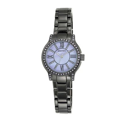 Armitron® Womens Crystal-Accent Gunmetal Bracelet Watch 75/5372BKGPBK