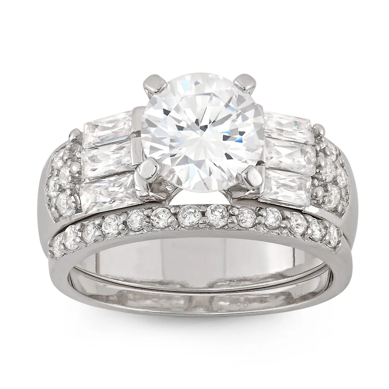 Womens 1 CT. Cubic Zirconia Sterling Silver Round Bridal Set