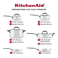 KitchenAid 5-Ply Clad Stainless Steel 10-pc. Cookware Set