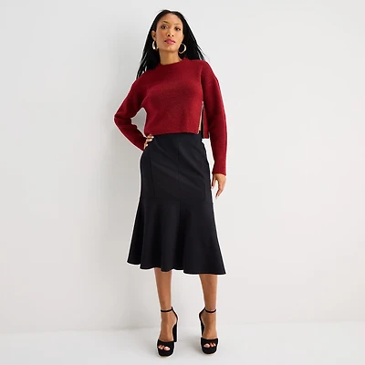 Bold Elements Womens Fit and Flare Midi Skirt