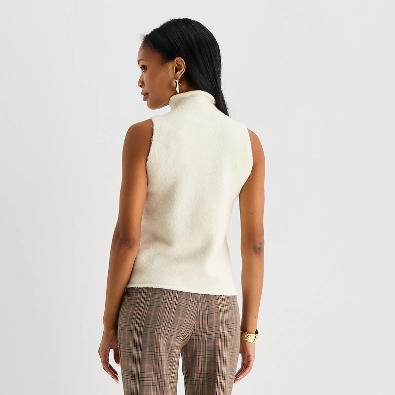 Worthington Womens Funnel Neck Sleeveless Pullover Sweater