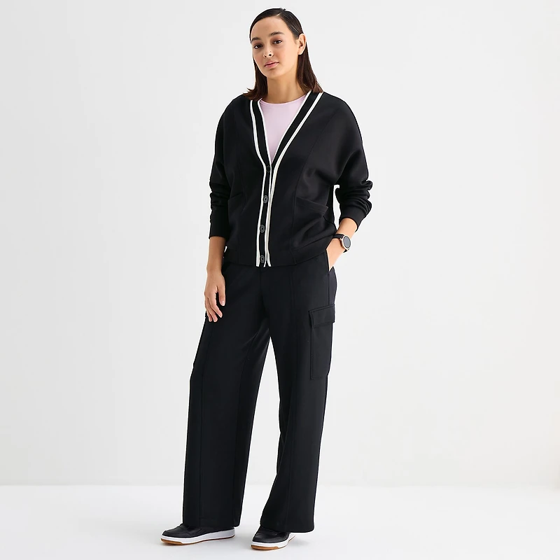 Stylus Womens Y Neck Long Sleeve Button Cardigan
