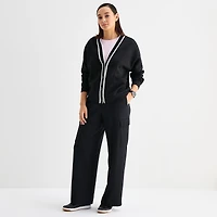 Stylus Womens Y Neck Long Sleeve Button Cardigan
