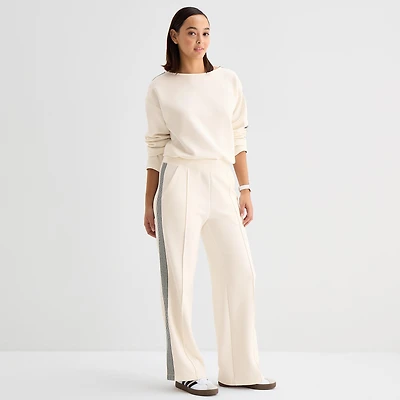 Stylus Womens Wide Leg High Rise Track Pant