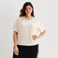 Stylus Womens Plus Crew Neck Short Sleeve T-Shirt