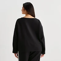 Stylus Womens Plus Round Neck Long Sleeve Sweatshirt