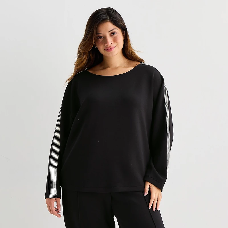 Stylus Womens Plus Round Neck Long Sleeve Sweatshirt