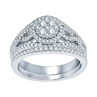 1 CT.T.W. Natural Diamond  14K White Gold Bridal Set