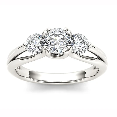 Love Lives Forever Womens 1 CT. T.W. Natural White Diamond 14K Gold Round 3-Stone Engagement Ring
