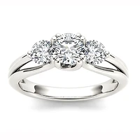 Love Lives Forever Womens 1 CT. T.W. Natural White Diamond 14K Gold Round 3-Stone Engagement Ring