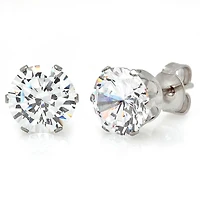 Cubic Zirconia Stainless Steel 8mm Stud Earrings