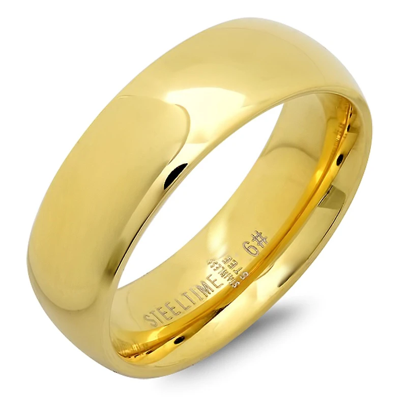 Steeltime Mens 6MM 18K Gold Over Stainless Steel Band