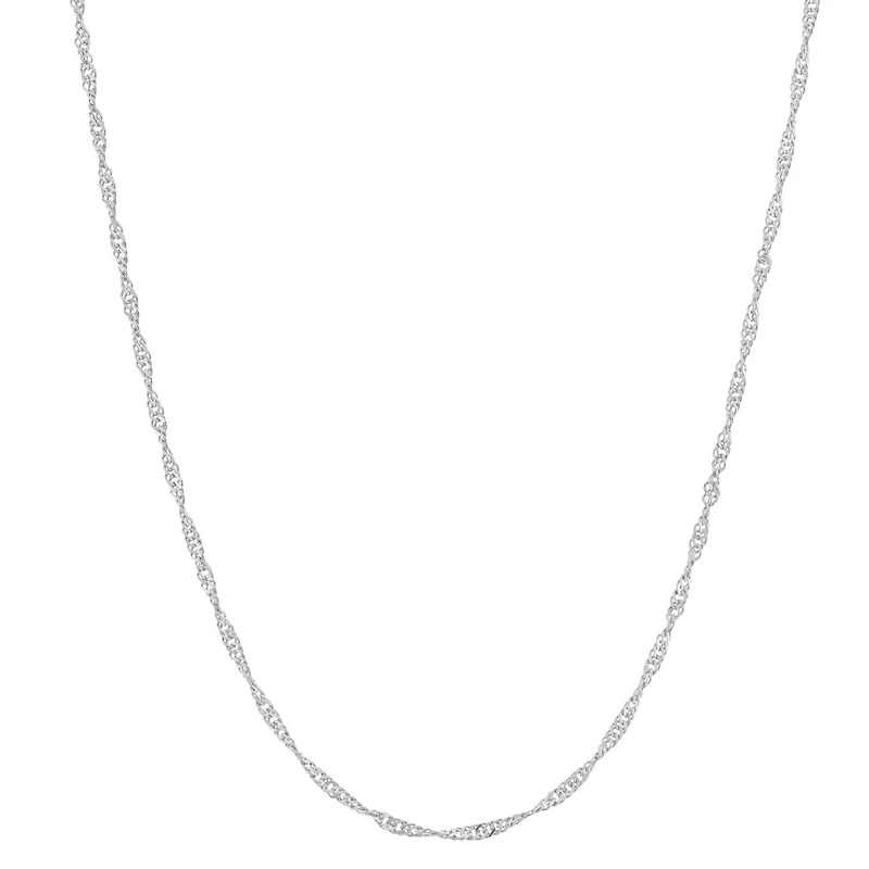 Unisex Adult Sterling Silver 20 Inch Singapore Chain Necklace