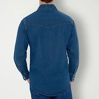Ely Cattleman Denim Washed Snap Mens Long Sleeve Classic Fit Big and Tall Button-Down Shirt