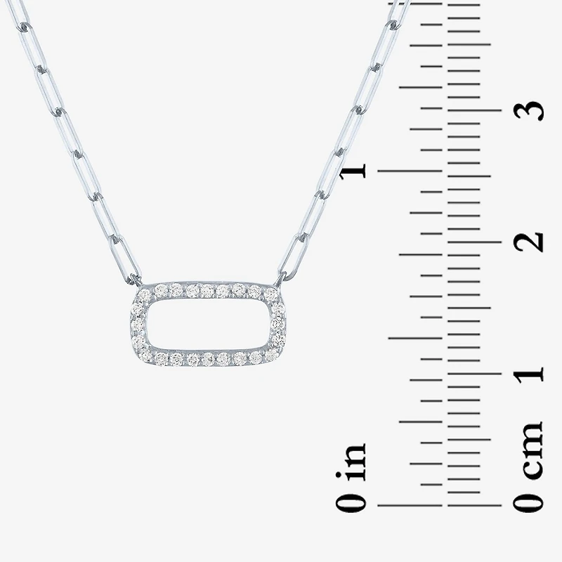 Diamond Addiction Womens 1/8 CT. T.W. Natural White 10K Gold Paperclip 18 Inch Pendant Necklace