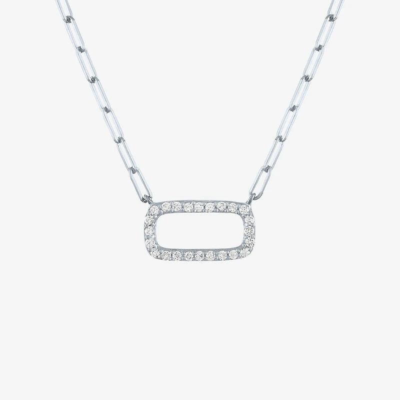 Diamond Addiction Womens 1/8 CT. T.W. Natural White 10K Gold Paperclip 18 Inch Pendant Necklace